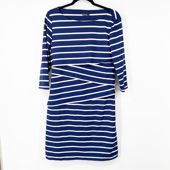 J. McLaughlin Catalina Cloth Navy White Striped Layered Dress - Picture 2 of 7
